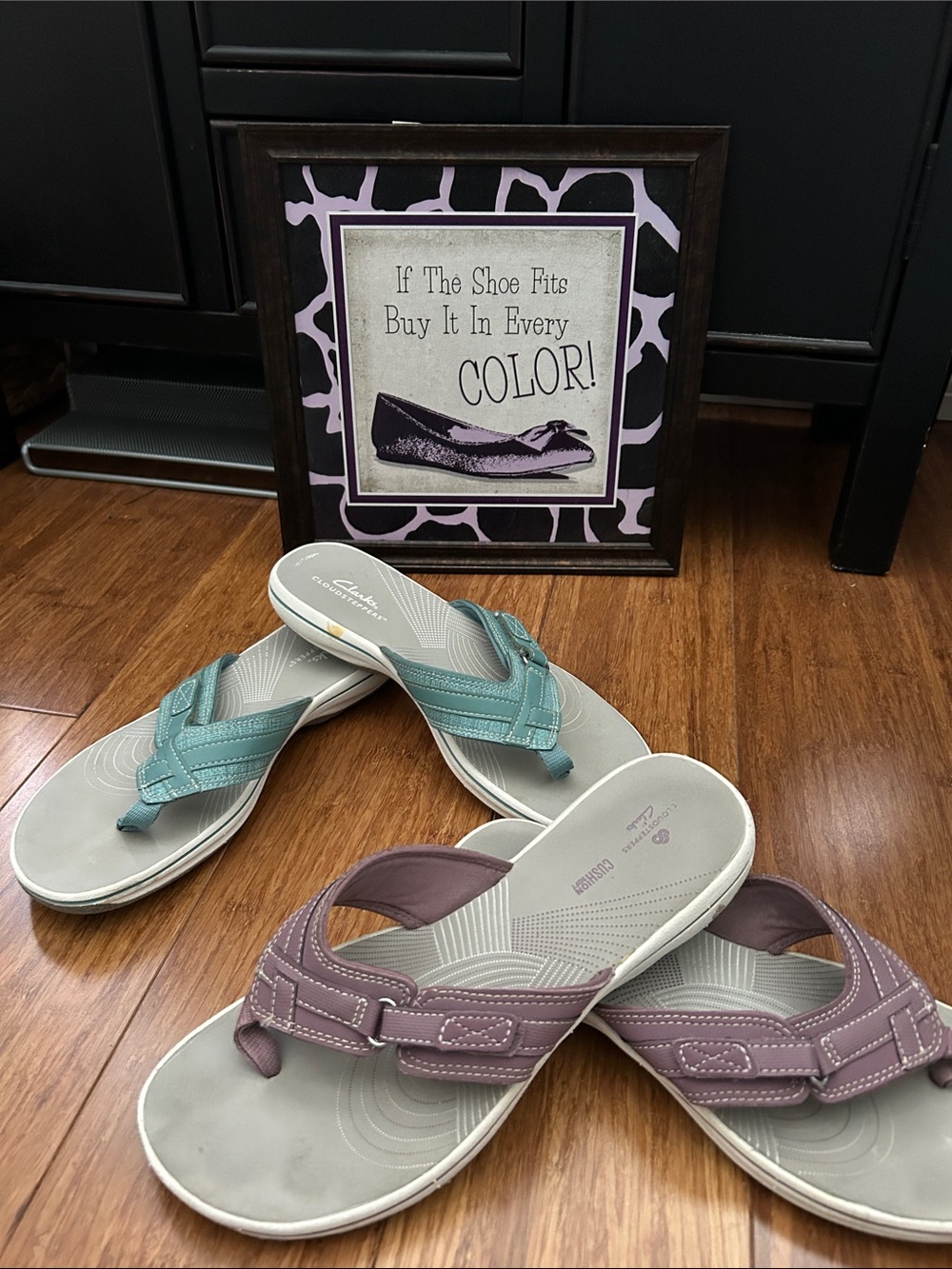 Clarks Cloudsteppers Dual-Pair Thong Sandals in Teal & Mauve